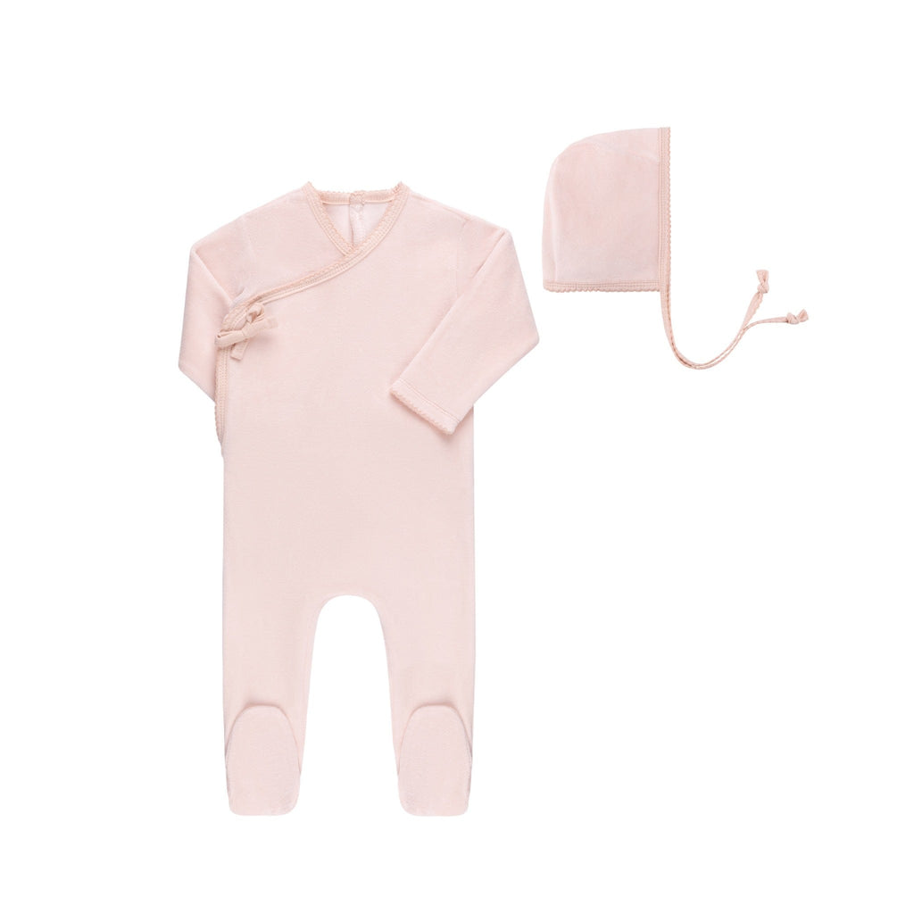 Ely's&Co. Footie Jellybeanzkids Ely's Velour Kimono Collection Footie With Bonnet - Pink