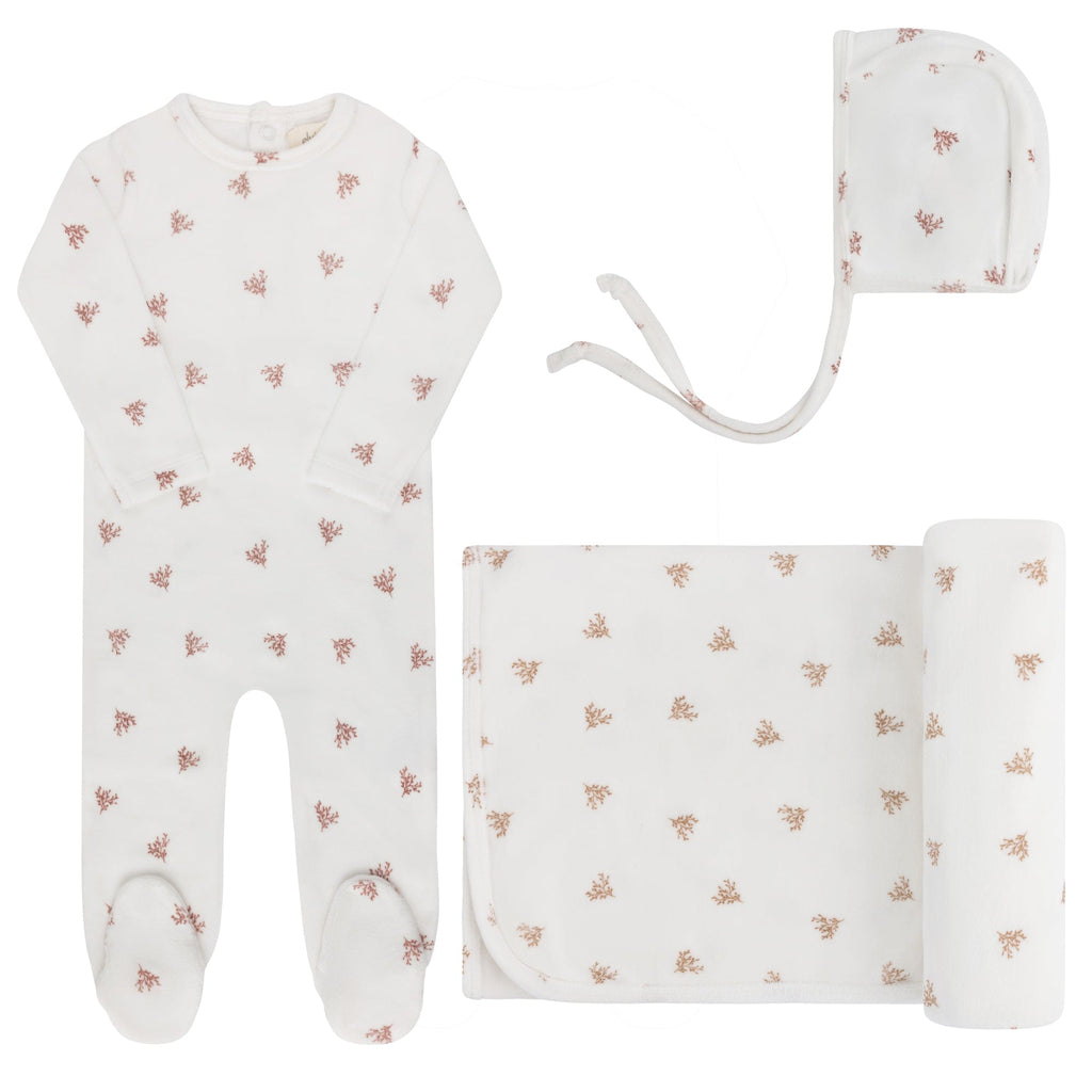 Ely's&Co. Footie Jellybeanzkids Ely's Velour Leaf Take Me Home Set-Ivory Girl