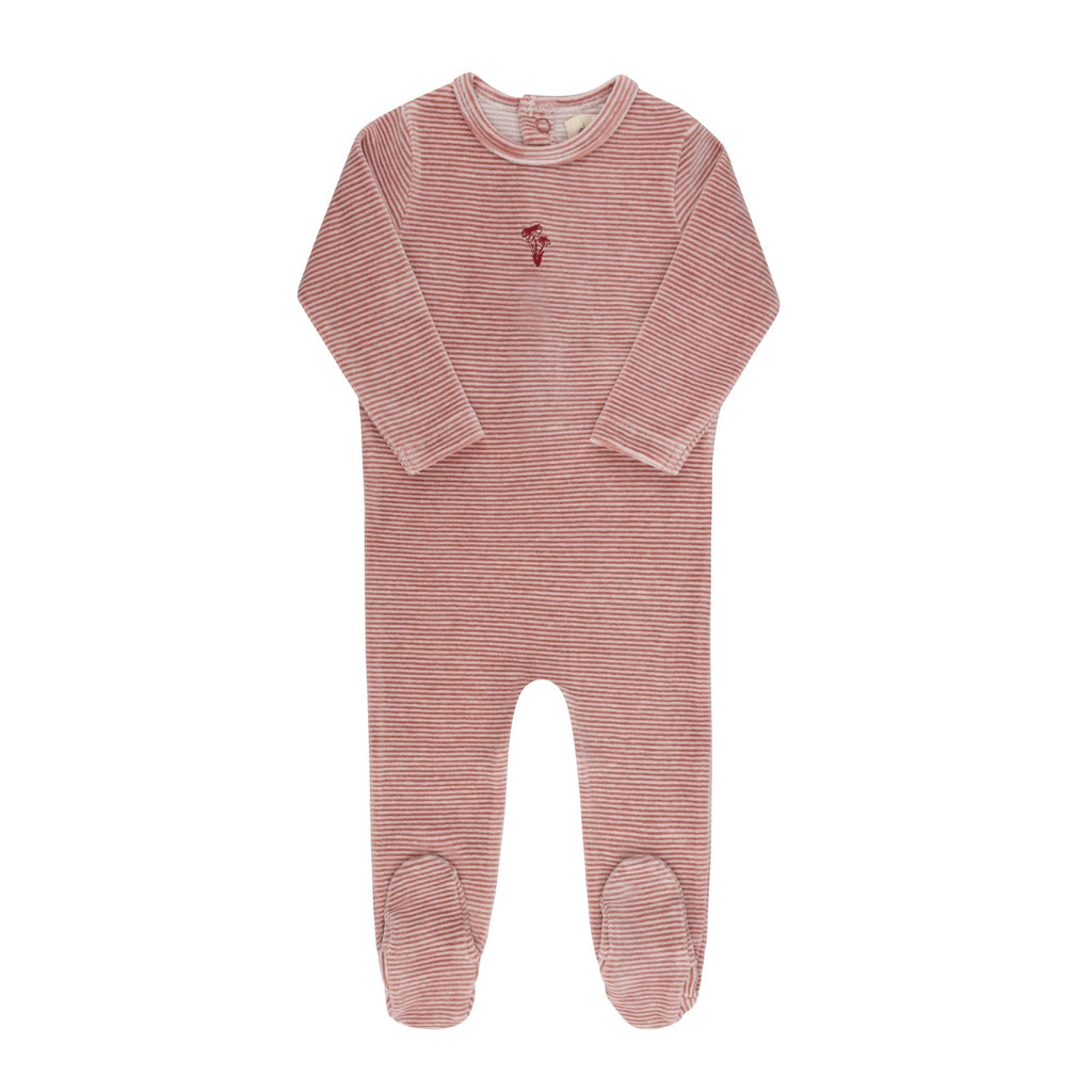 Ely's&Co. Footie Jellybeanzkids Ely's  Velour Stripe Footie-Dark Pink