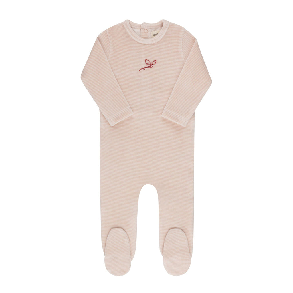 Ely's&Co. Footie Jellybeanzkids Ely's Velour Stripe Footie-Light Pink