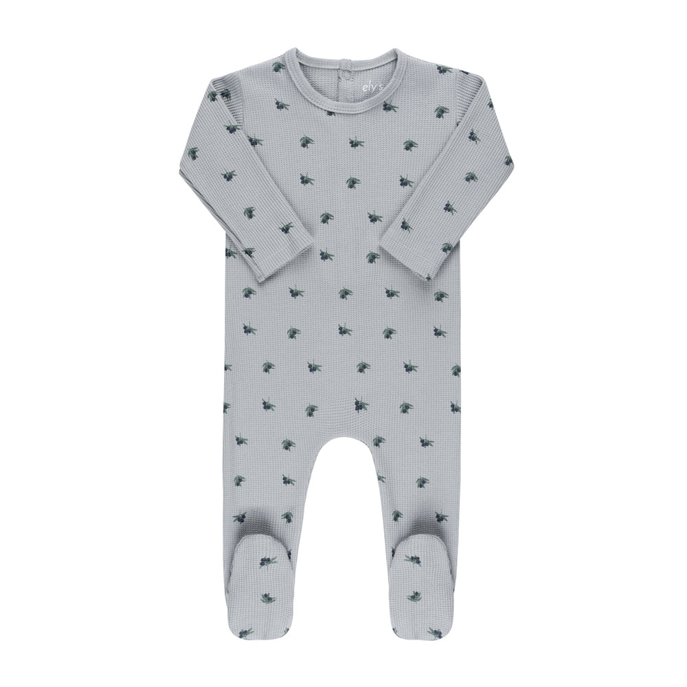 Ely's&Co. Footie Jellybeanzkids Ely's Waffle Olive Collection Footie -Blue