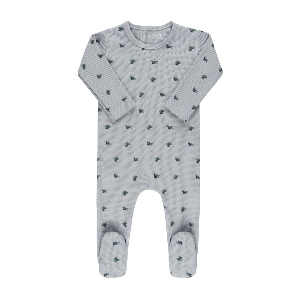 Ely's&Co. Footie Jellybeanzkids Ely's Waffle Olive Collection Footie With Beanie -Blue