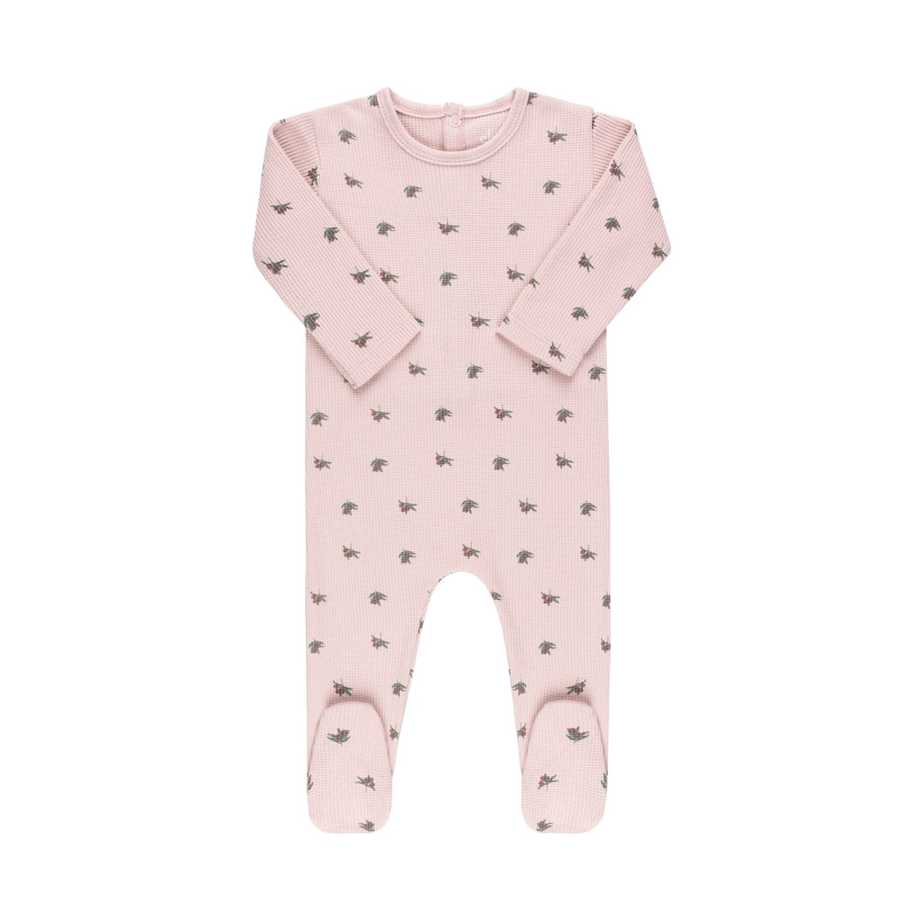 Ely's&Co. Footie Jellybeanzkids Ely's Waffle Olive Collection Footie With Beanie -Plum on Mauve
