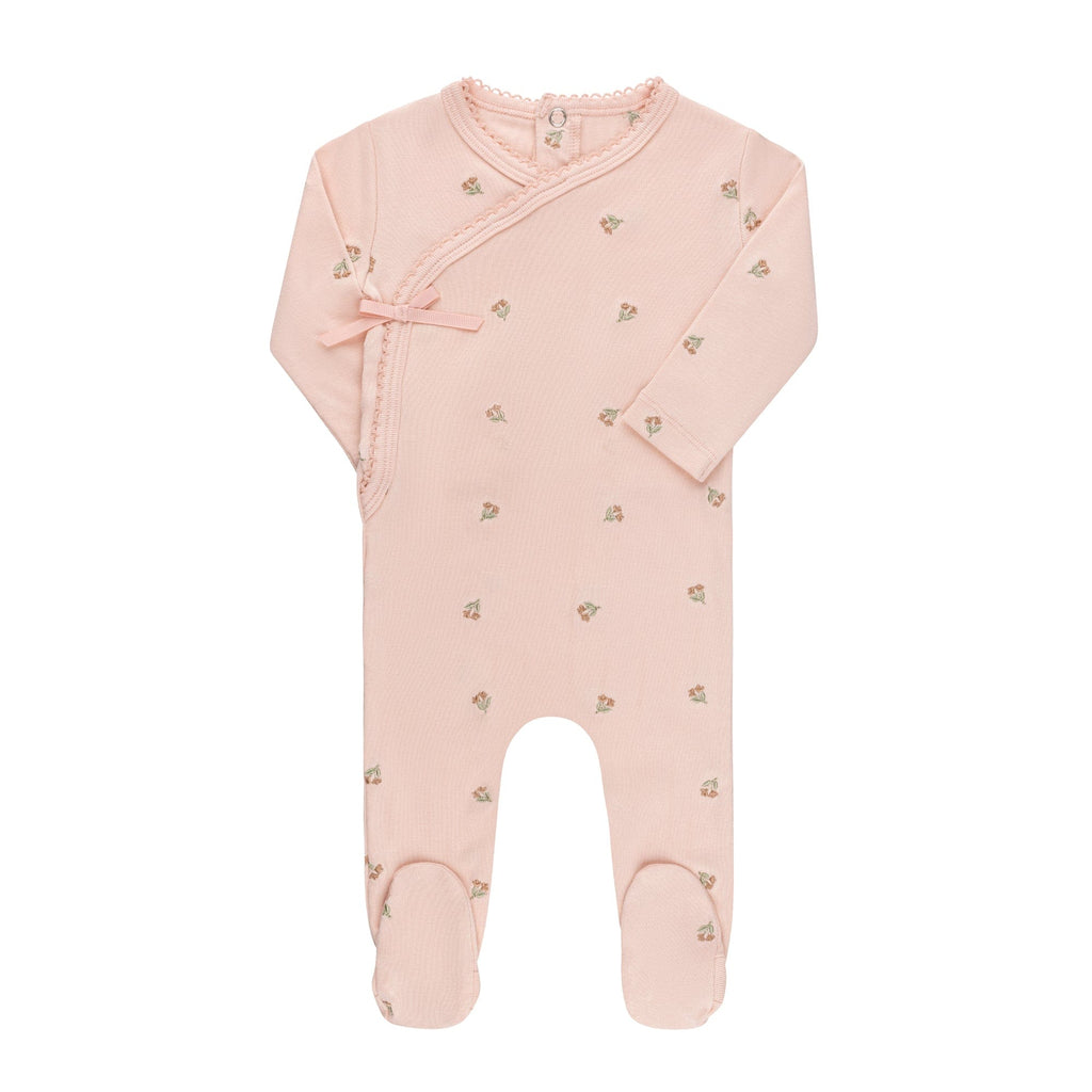Ely's&Co. Footie Jellybeanzkids Elys Embroidered Collection - Pink Tulip