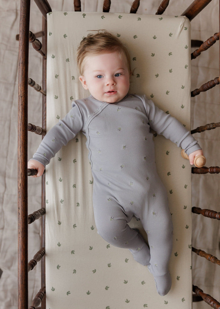 Ely's&Co. Footie Jellybeanzkids Elys Embroidered Tulip Footie -  Blue Berry
