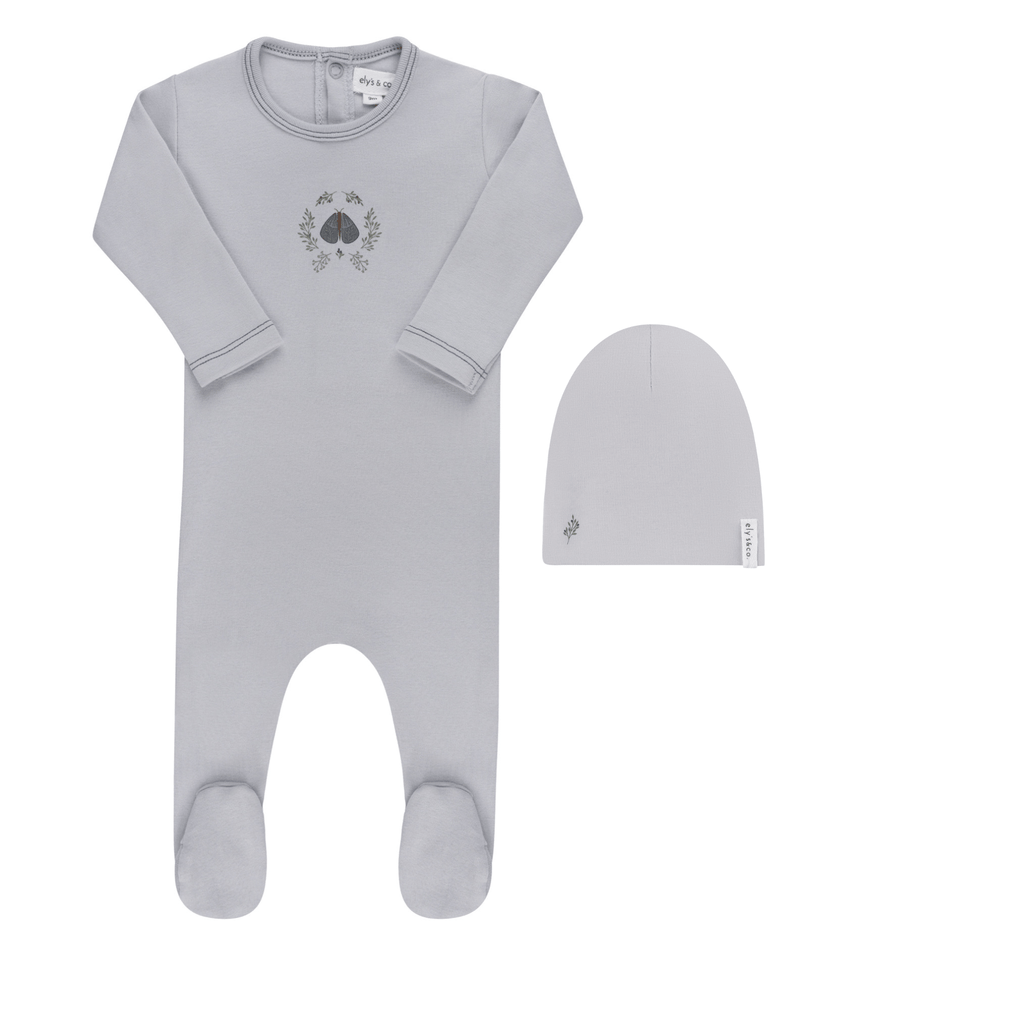 Ely's&Co. Footie Jellybeanzkids Elys Garden Floral Center Footie + Beanie - Blue
