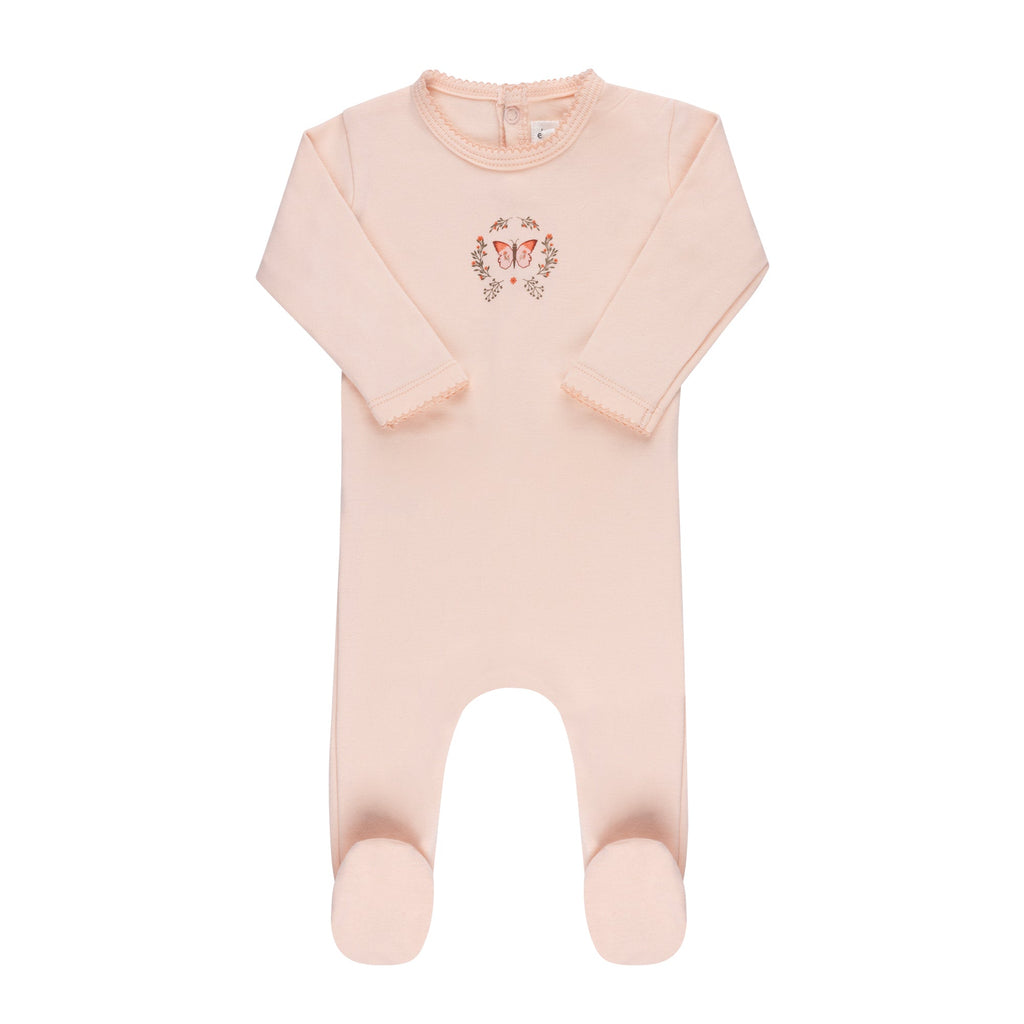 Ely's&Co. Footie Jellybeanzkids Elys Garden Floral Center Footie + Beanie -Pink