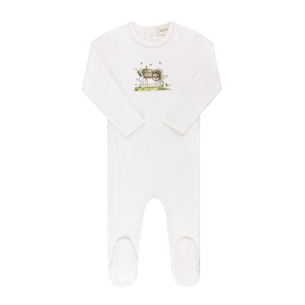 Ely's&Co. Footie Jellybeanzkids Elys Watercolor Cradle Layette Set - Ivory Girl