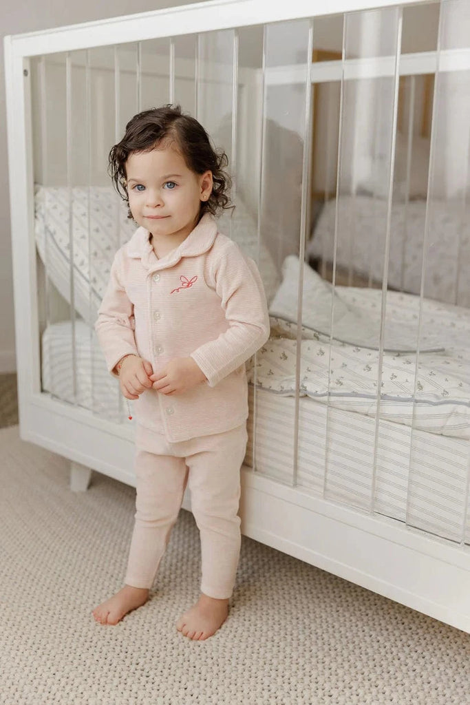 Ely's&Co. Pajamas Jellybeanzkids Ely's Velour Stripe Pajama-Light Pink