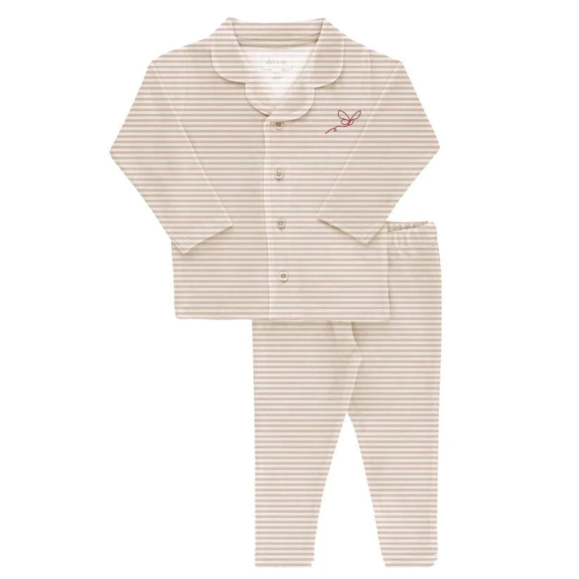 Ely's&Co. Pajamas Jellybeanzkids Ely's Velour Stripe Pajama-Light Pink