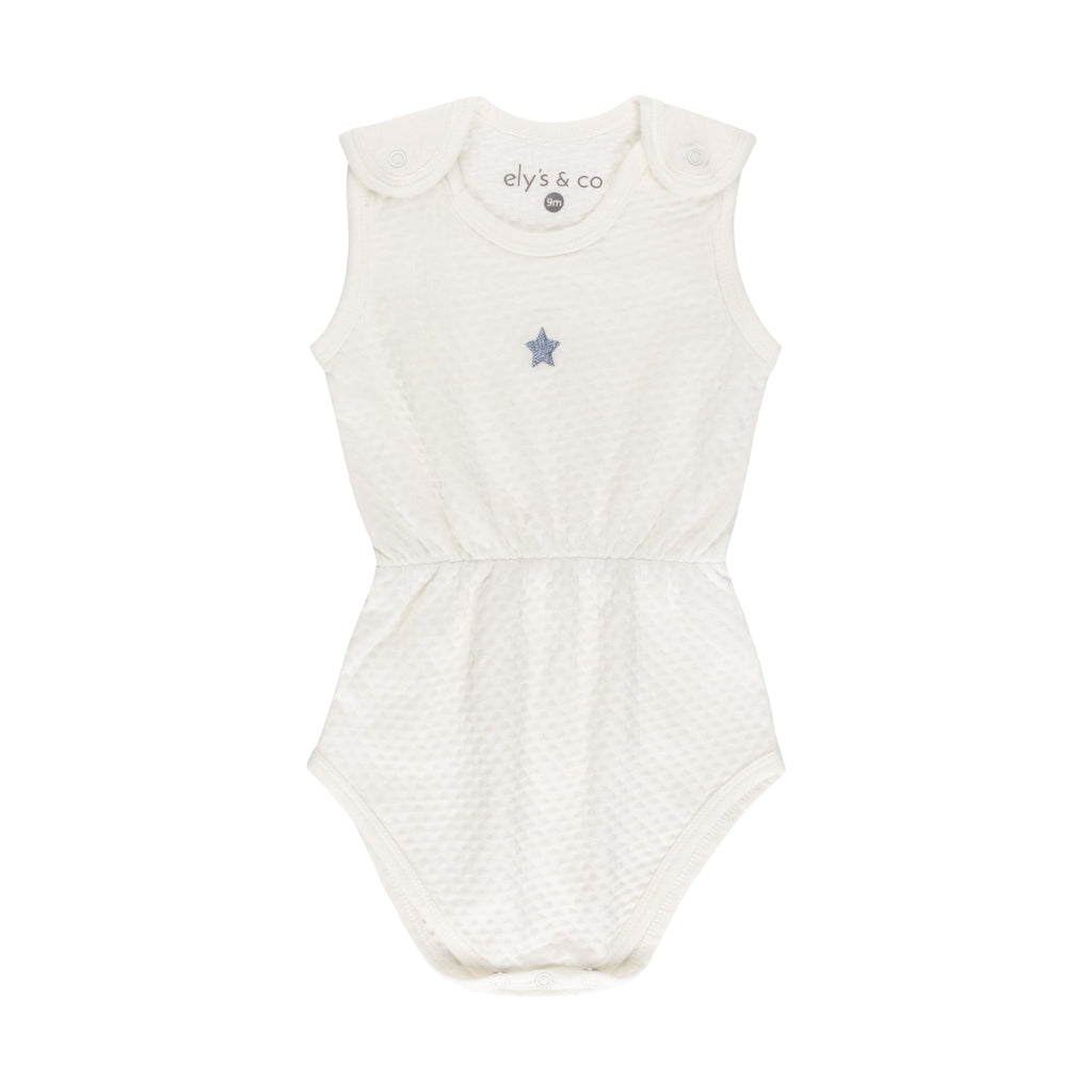 Ely's&Co. Romper Jellybeanzkids Ely's Embroidered Star Romper-Ivory