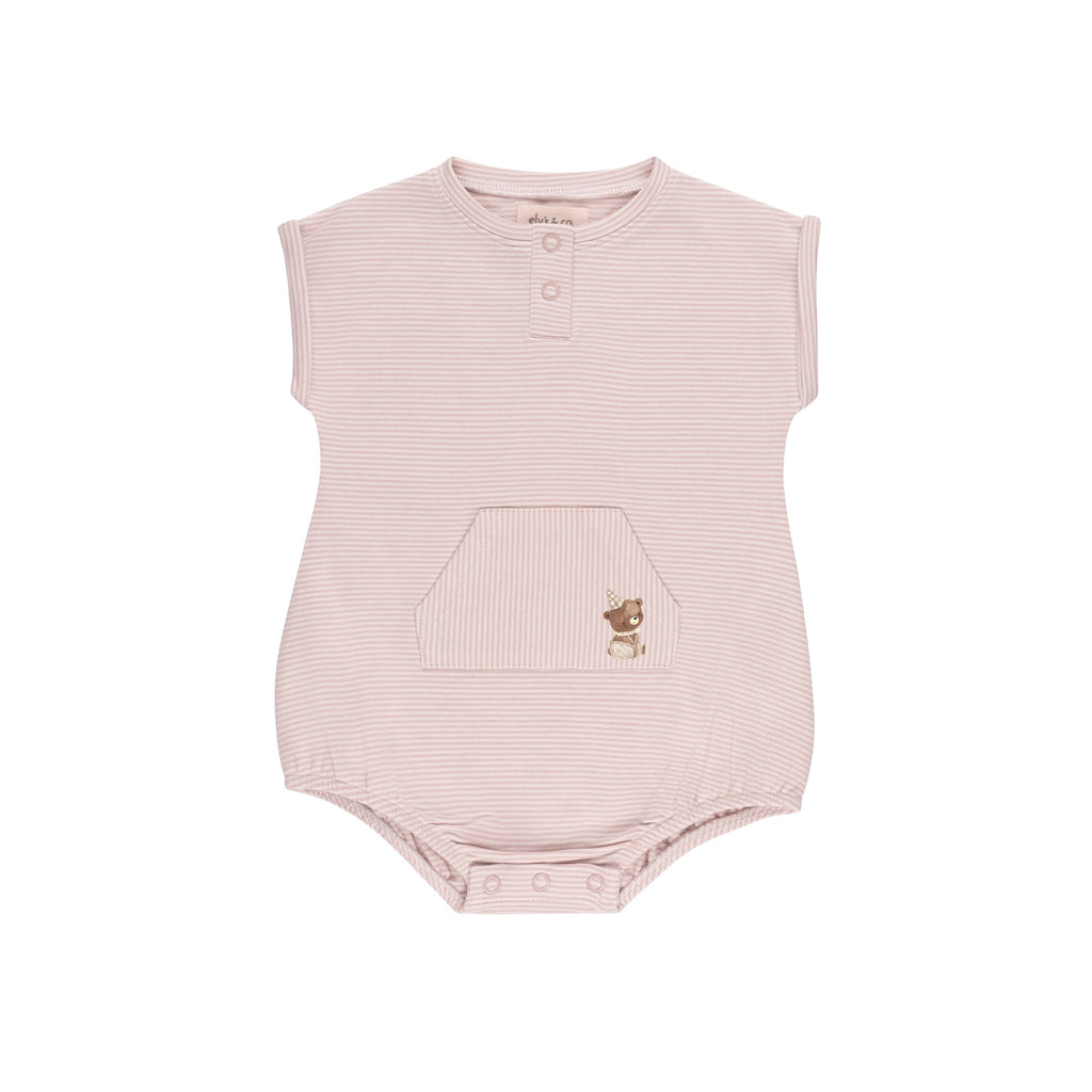 Ely's&Co. Romper Jellybeanzkids Elys Bear Collection Romper- Pink