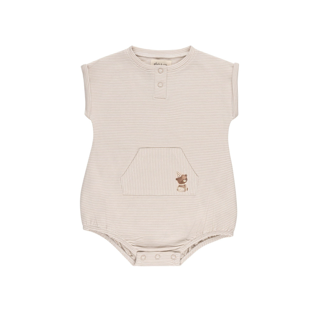 Ely's&Co. Romper Jellybeanzkids Elys Bear Collection Romper-Tan