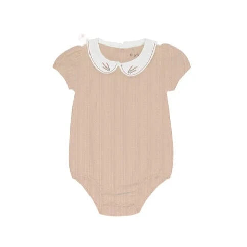 Ely's&Co. Romper Jellybeanzkids Elys Embroidered Collar Romper -Pink Heather