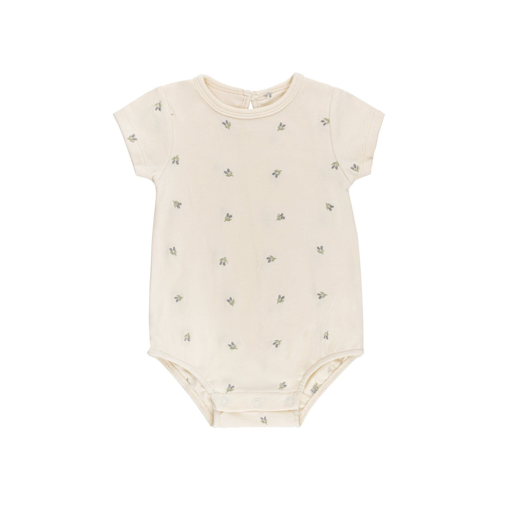 Ely's&Co. Romper Jellybeanzkids Elys Embroidered Tulip Romper - Ivory Berry