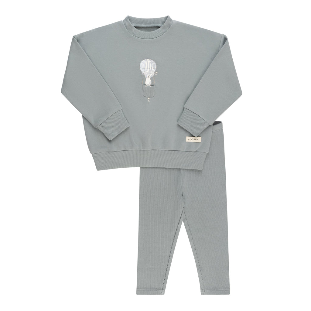 Ely's&Co. Set Jellybeanzkids Ely's French Terry — Hot Air Balloon Collection Set -Blue