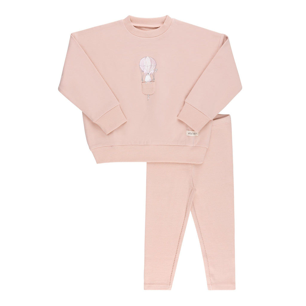 Ely's&Co. Set Jellybeanzkids Ely's French Terry — Hot Air Balloon Collection Set -Pink