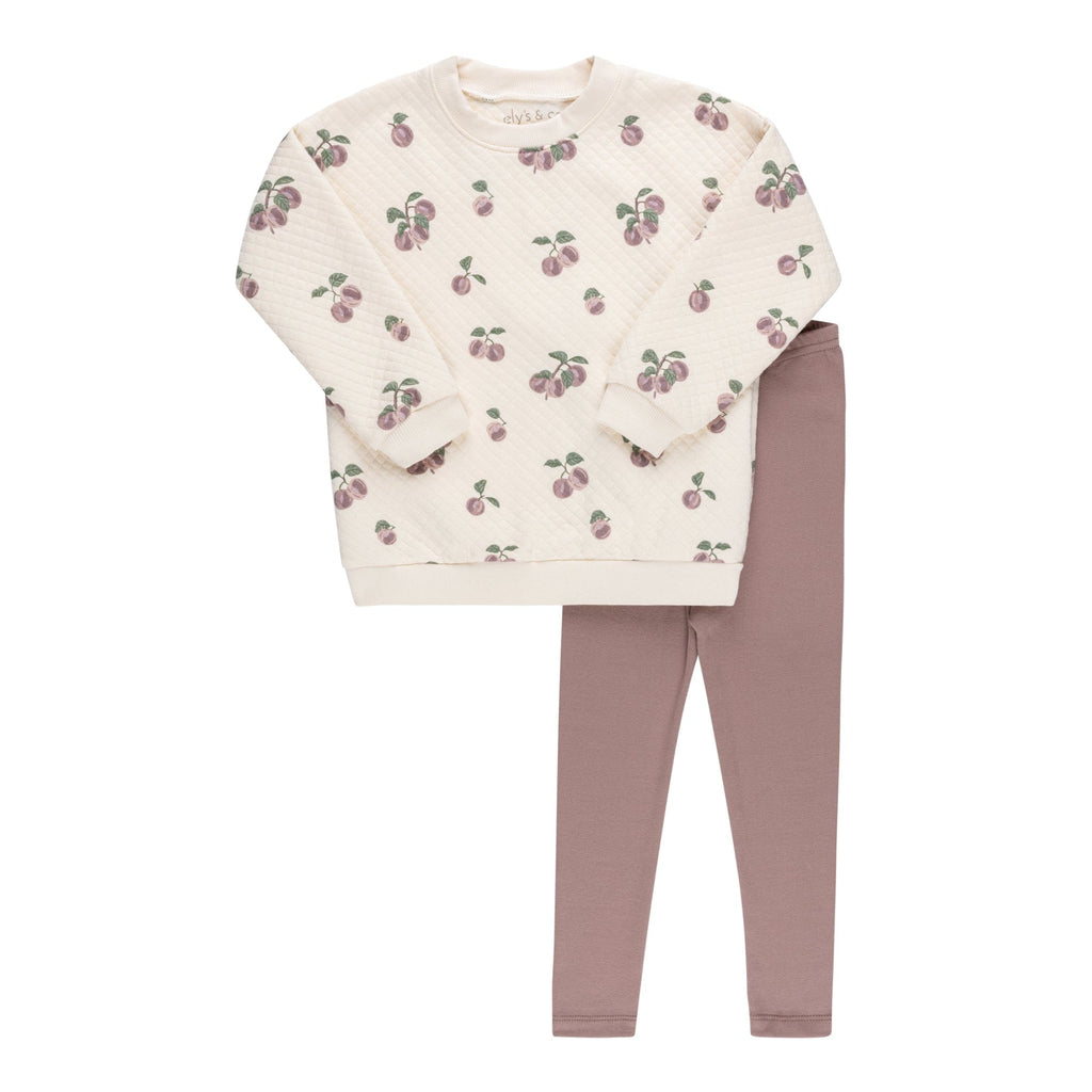 Ely's&Co. Set Jellybeanzkids Ely's Quilted Plums Collection Set -Cream/Plum