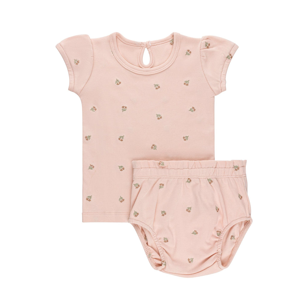 Ely's&Co. Set Jellybeanzkids Elys Embroidered Collection - Pink Tulip - 2 Piece Set