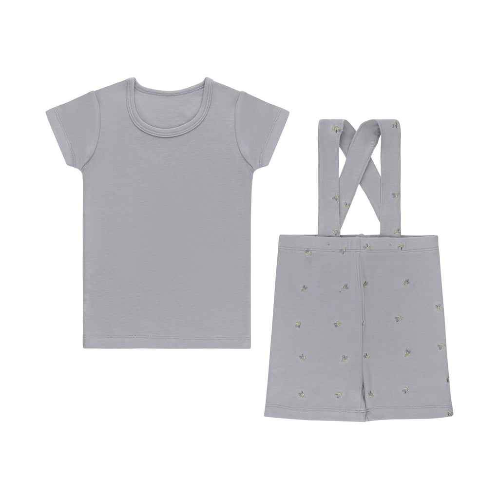 Ely's&Co. Set Jellybeanzkids Elys Embroidered Tulip Overall Set- Blue Berry