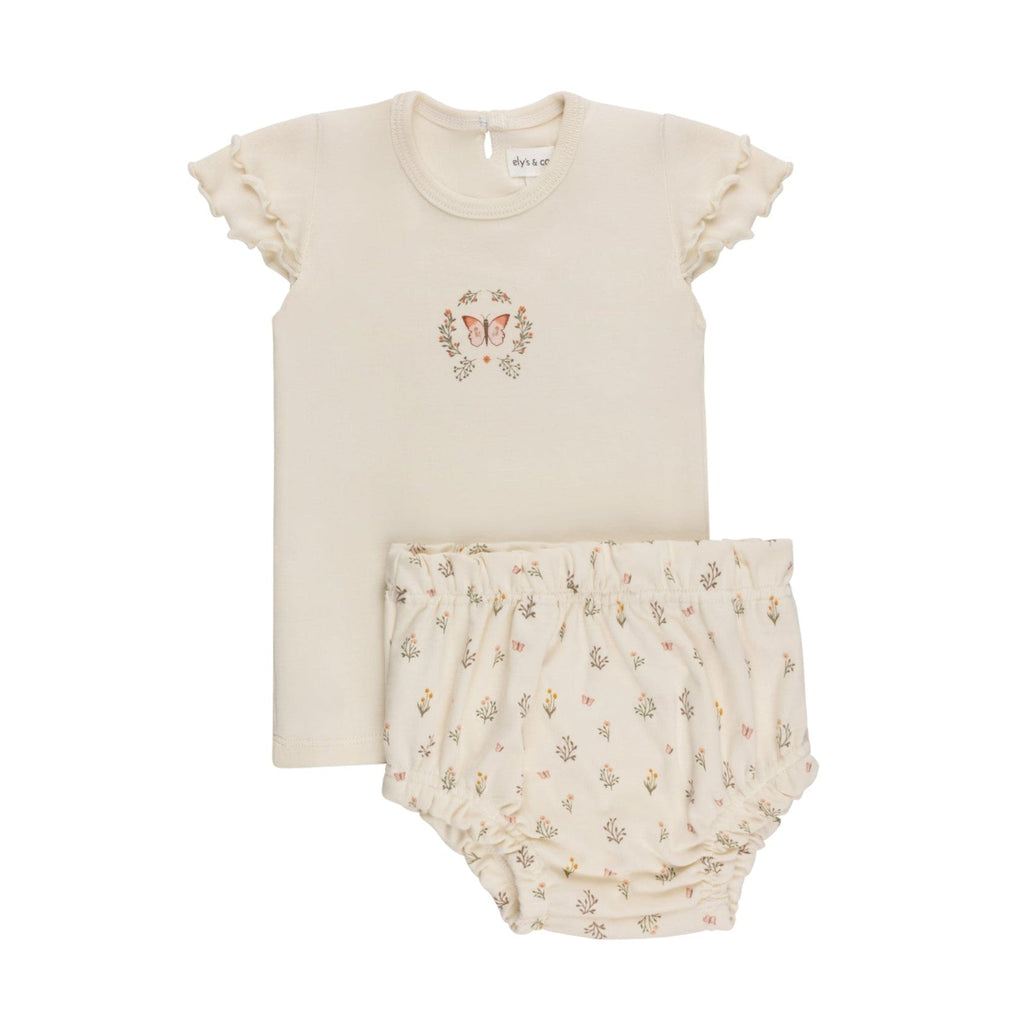 Ely's&Co. Set Jellybeanzkids Elys Garden Floral Print Bloomer Set-Ivory Girl