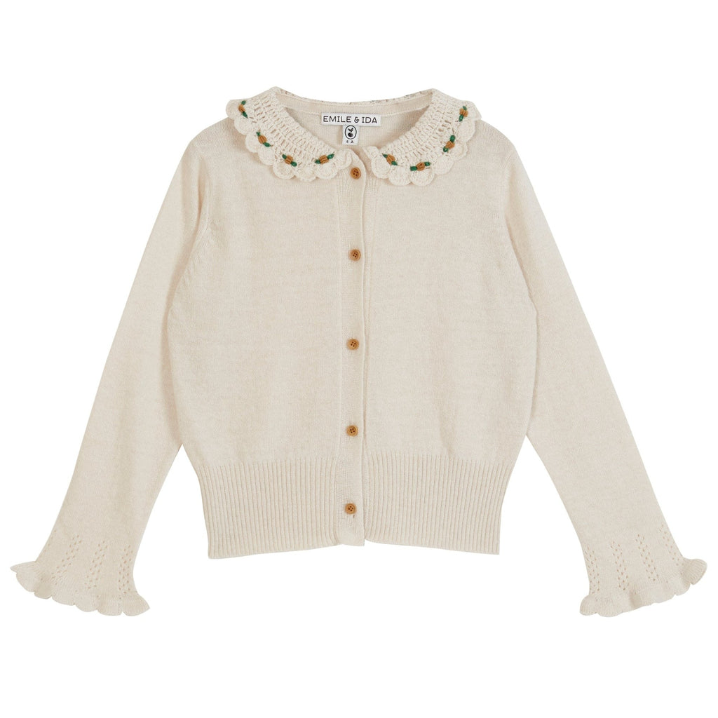Emile et Ida Cardigan Jellybeanzkids Emile Et Ida Ecru Crochet Cardigan