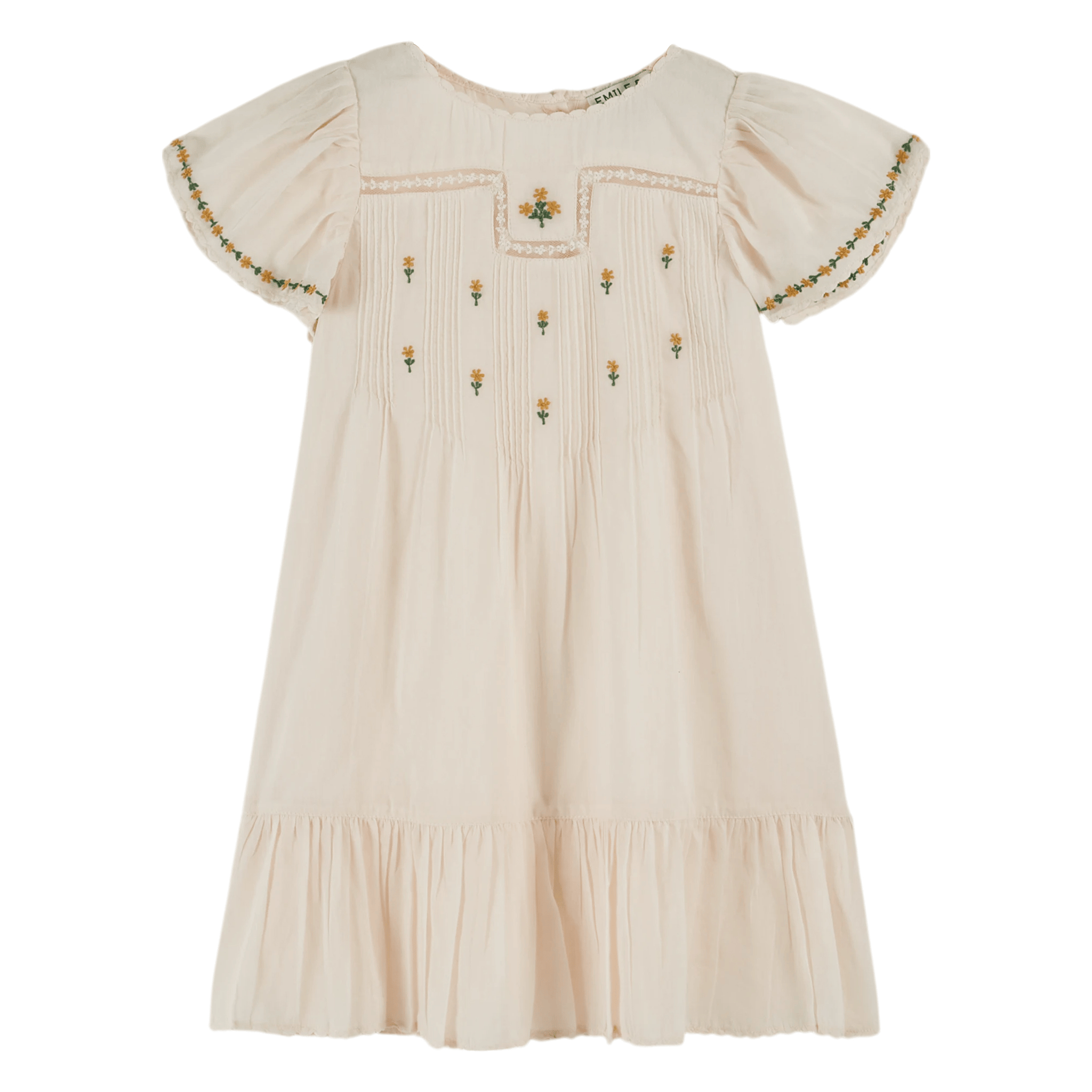 Emile Et Ida Imprimee Brodee Dress-Creme  JellyBeanz Kids