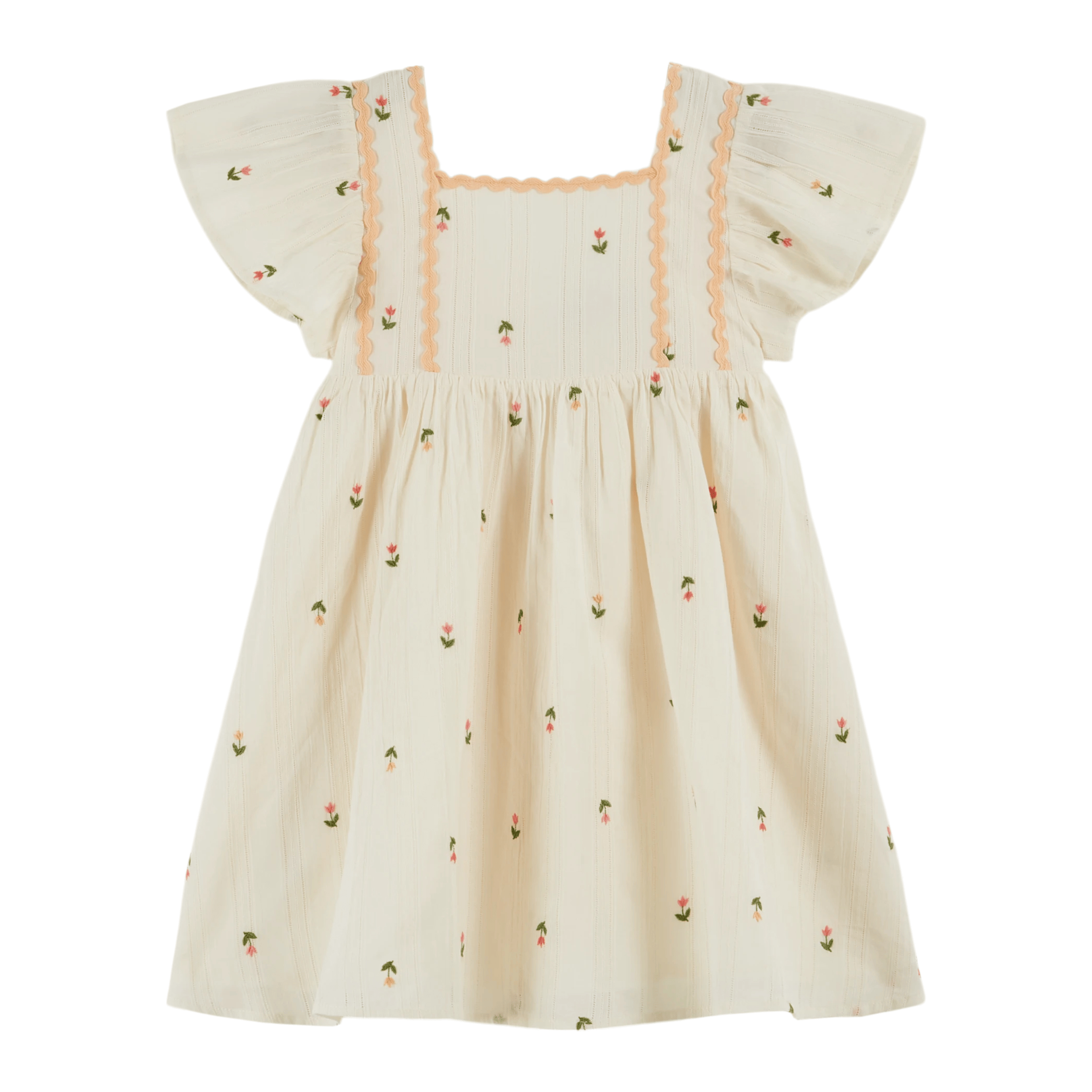 Emile Et Ida Imprimee Brodee Dress-Floral – JellyBeanz Kids