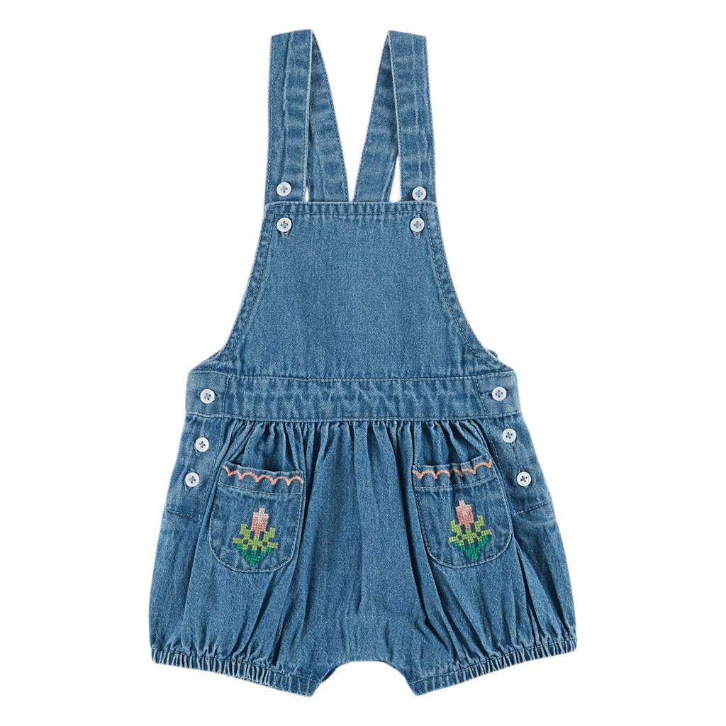 Emile Et Ida Imprimee Brodee Dress-Denim – JellyBeanz Kids