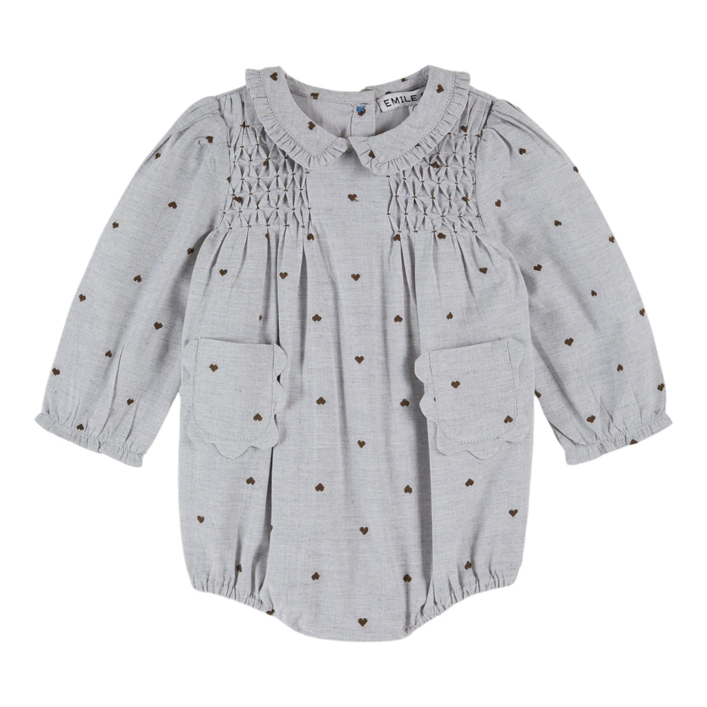 Emile et Ida Romper Jellybeanzkids Emile Et Ida Smocked Coeur Romper