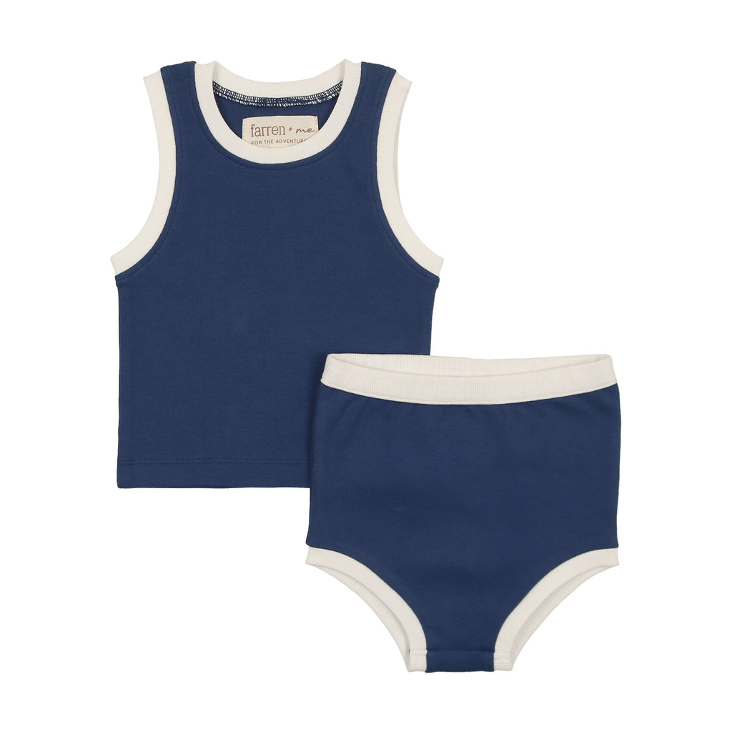 Farren+Me Romper Jellybeanzkids Farren + Me Tennis Tank Set Navy/Ecru