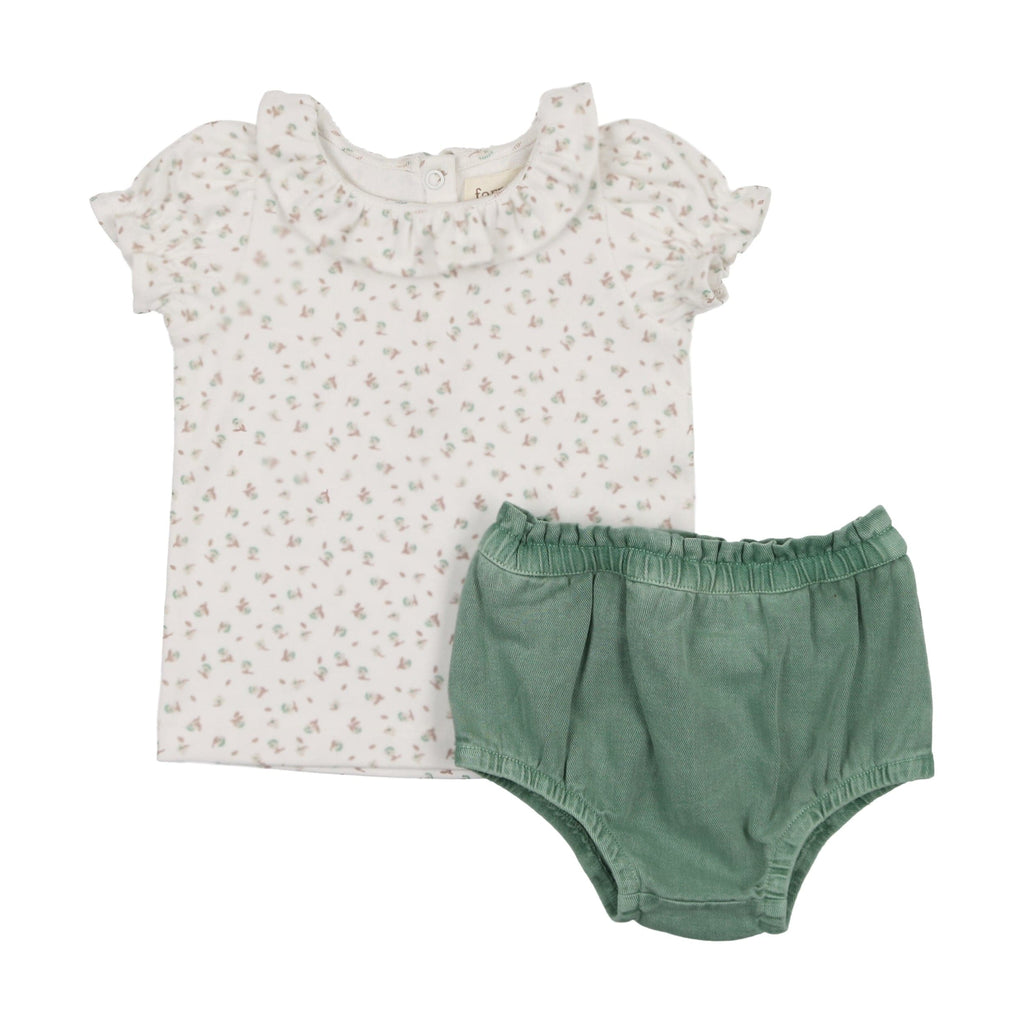 Farren+Me Set Jellybeanzkids Farren+Me Denim Bloomer + T-shirt Set- Green Wash