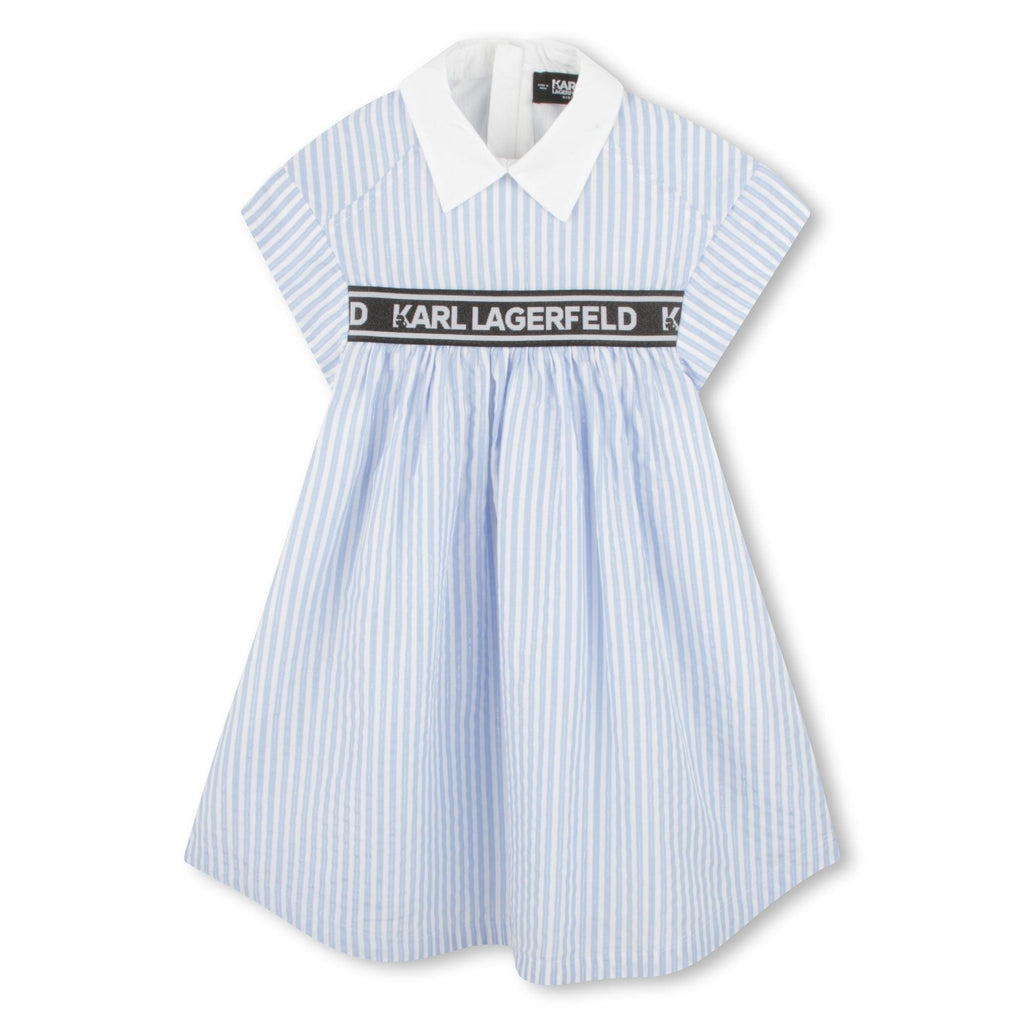 Karl Lagerfeld Dress Jellybeanzkids Karl Lagerfeld Striped Short Sleeve Dress- White/Blue