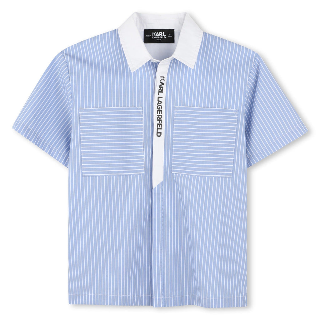Karl Lagerfeld Shirt Jellybeanzkids Karl Lagerfeld Boys Striped Shirt- White/Blue