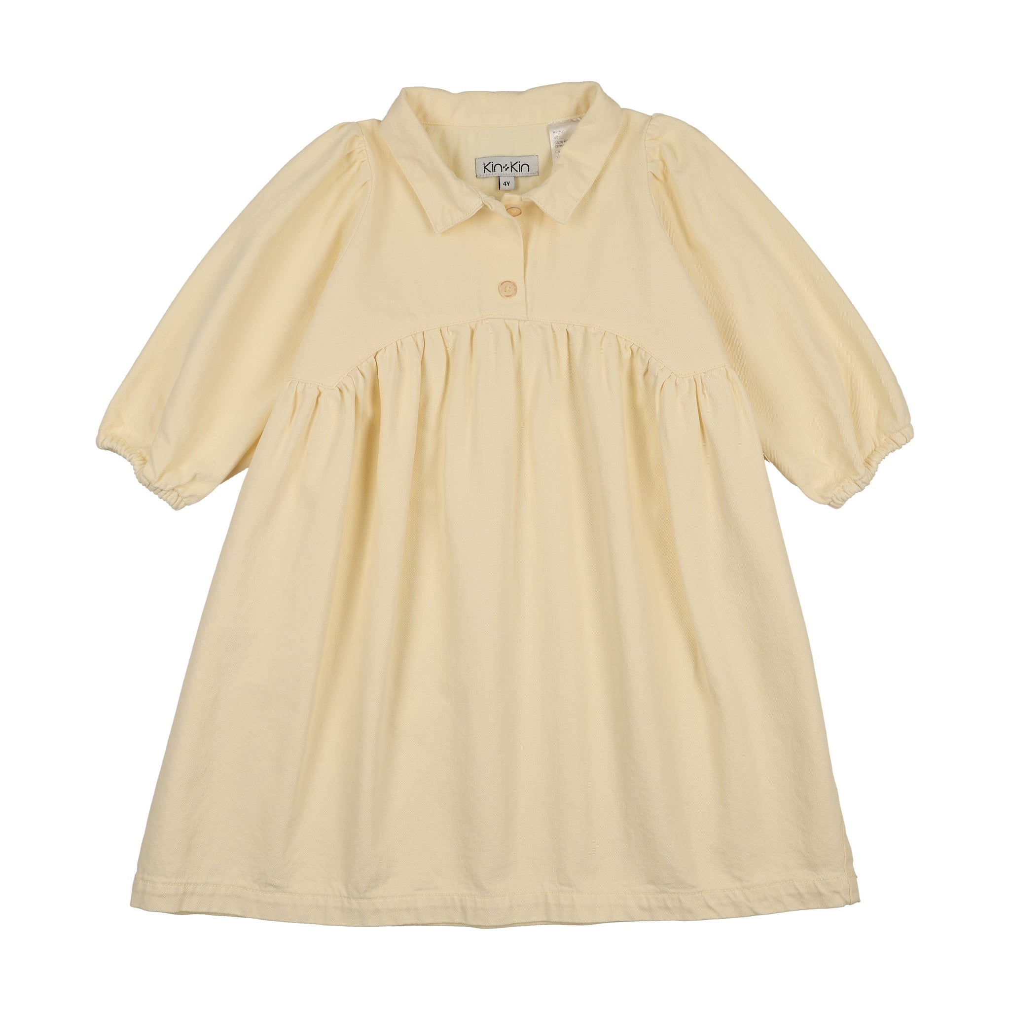 Kin Kin Denim Long Sleeve Dress-Yellow - 5 Kin Kin Denim Long Sleeve Dress-Yellow - 5