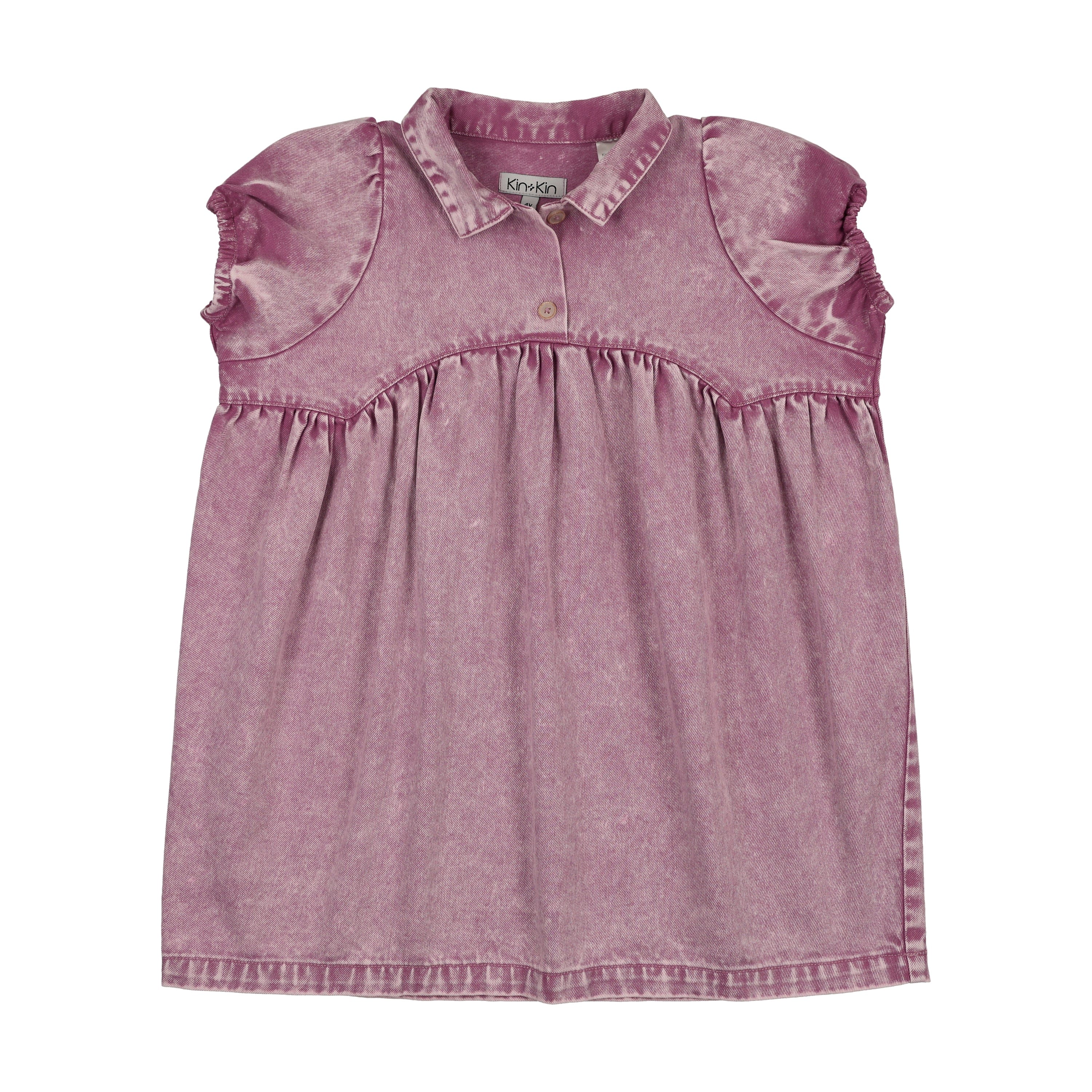 Kin Kin Denim Short Sleeve Dress- Mauve