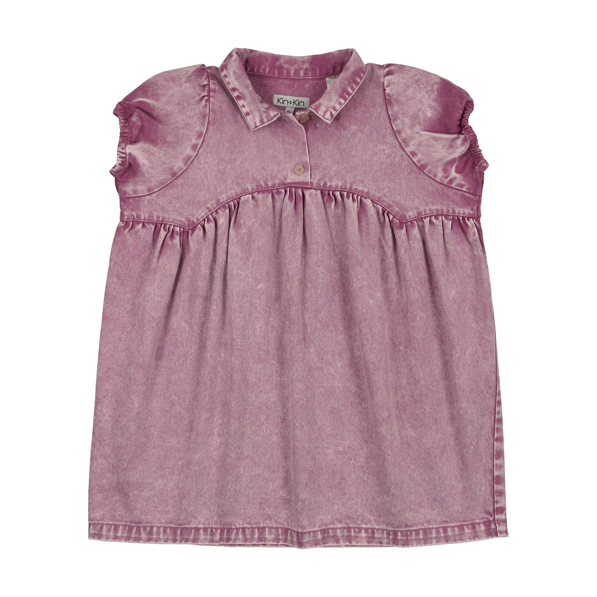 Kin Kin Denim Short Sleeve Dress- Mauve JellyBeanz Kids Kin Kin Denim Short Sleeve Dress- Mauve JellyBeanz Kids