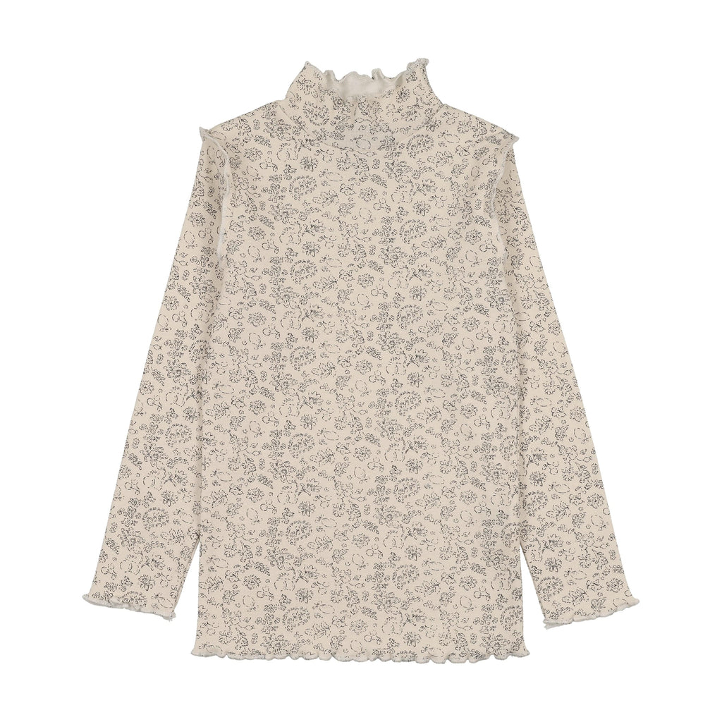 Kin+Kin Mock neck Jellybeanzkids Kin + Kin Scalloped Edge Mockneck- Floral Print- Black