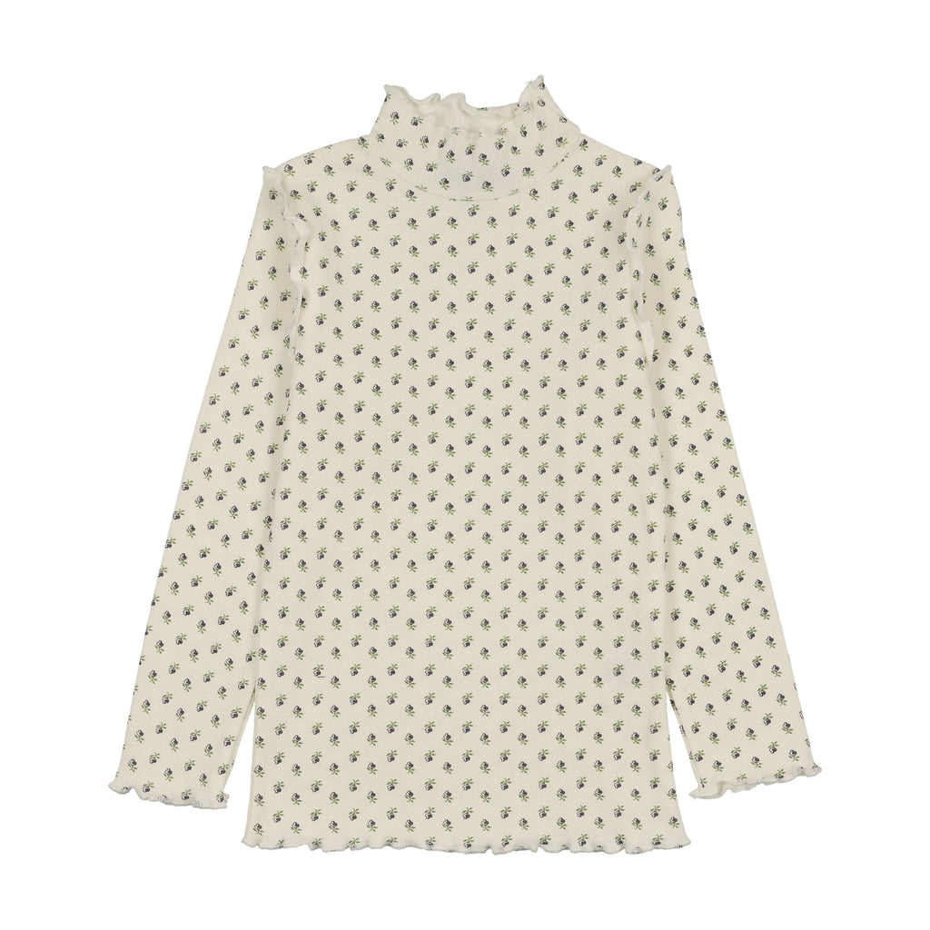Kin+Kin Mock neck Jellybeanzkids Kin + Kin Scalloped Edge Mockneck- Tulip Print Blue