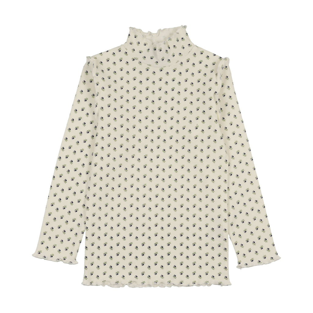 Kin+Kin Mock neck Jellybeanzkids Kin + Kin Scalloped Edge Mockneck- Tulip Print Plum