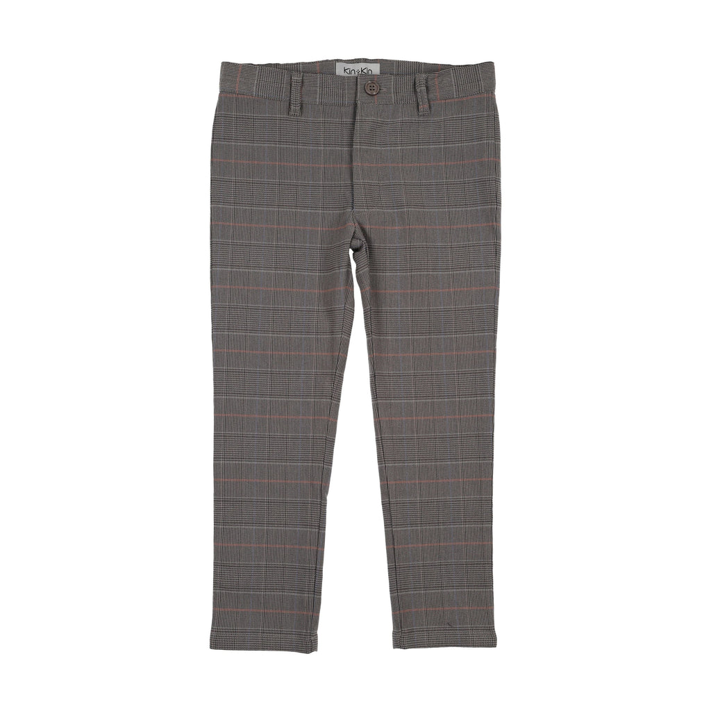 Kin+Kin Pants Jellybeanzkids Kin+Kin Boys Long Pants-Grey Plaid