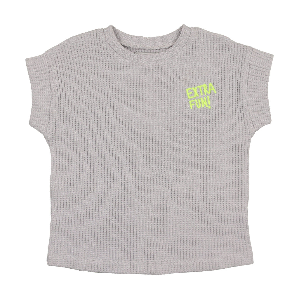 Kin+Kin Polo Jellybeanzkids Kin + Kin Boys Boxy Waffle Tee- Blue-Grey Denim