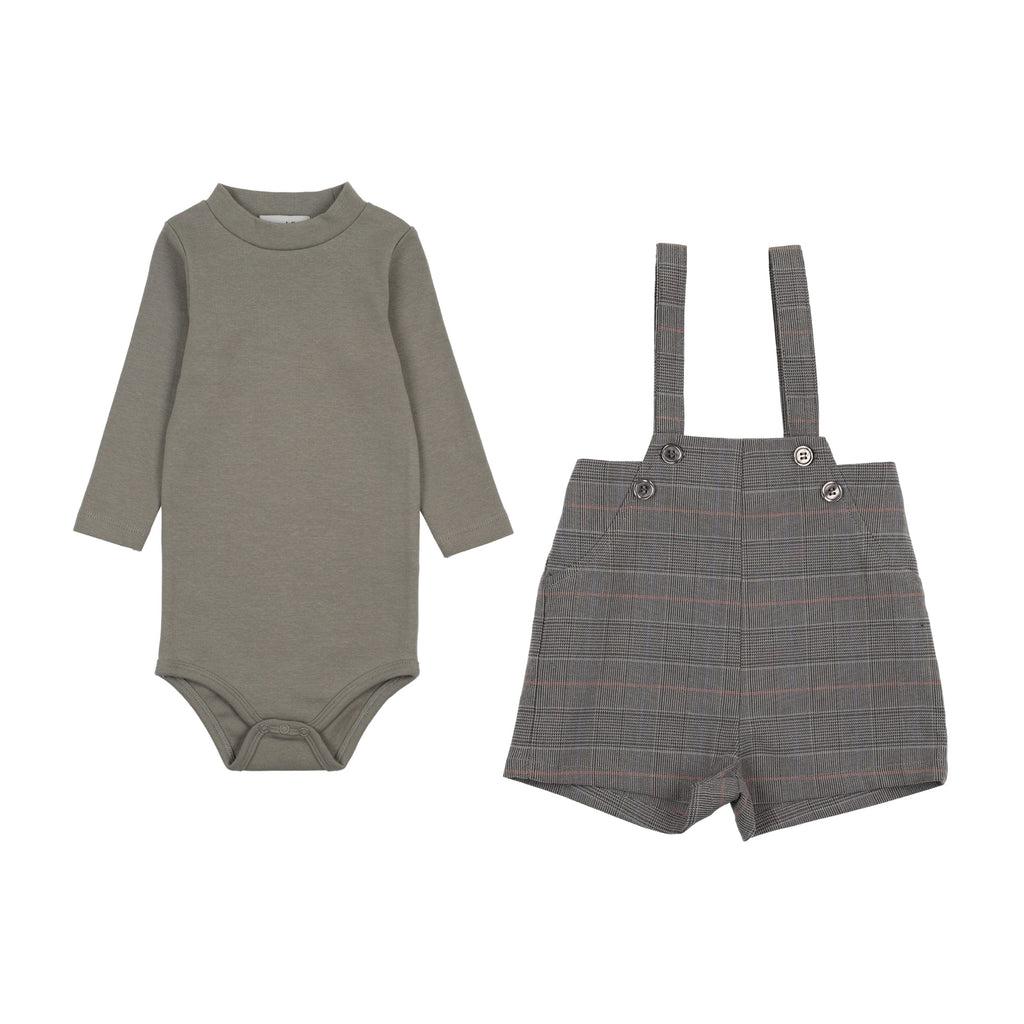 Kin+Kin Set Jellybeanzkids Kin+Kin  Baby Overall Set- Grey Plaid