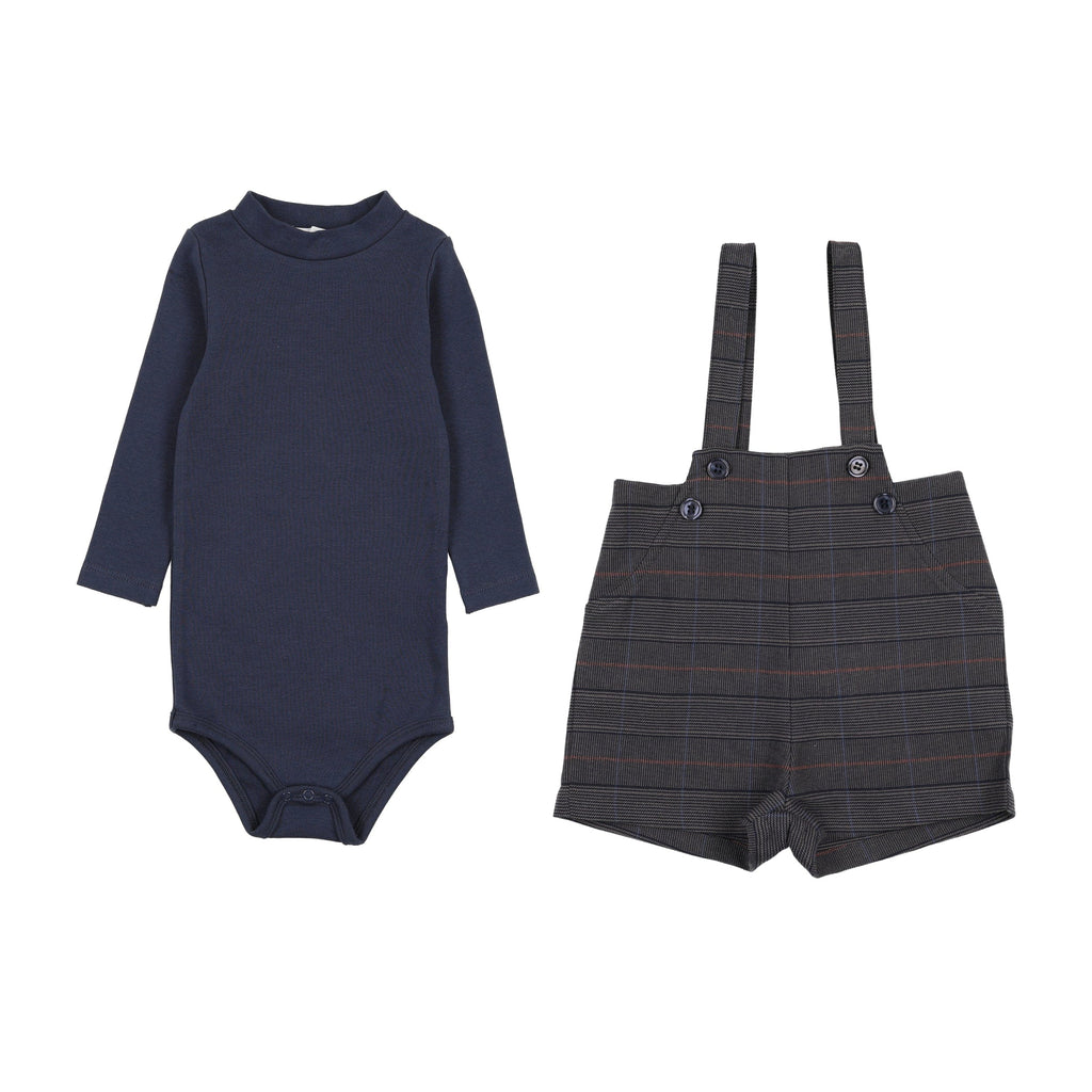 Kin+Kin Set Jellybeanzkids Kin+Kin  Baby Overall Set-  Navy Plaid