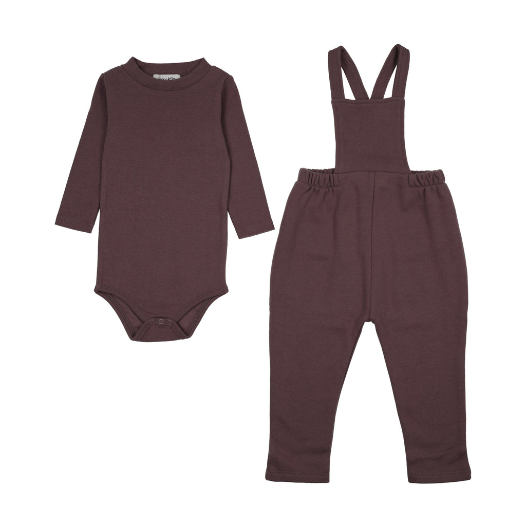 Kin+Kin set Jellybeanzkids Kin + Kin Back Pocket Overall with Mockneck Onesie- Plum