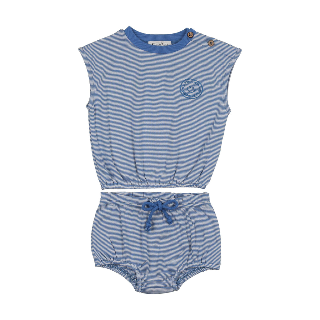 Kin+Kin set Jellybeanzkids Kin + Kin Striped Two Piece Bloomer Set-Blue