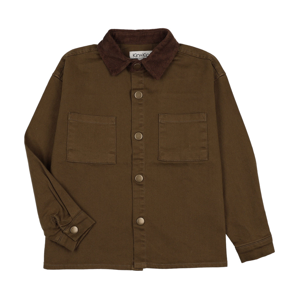 Kin+Kin Shirt Jellybeanzkids Kin+Kin Chambray Pocket Shirt -Green Bronze