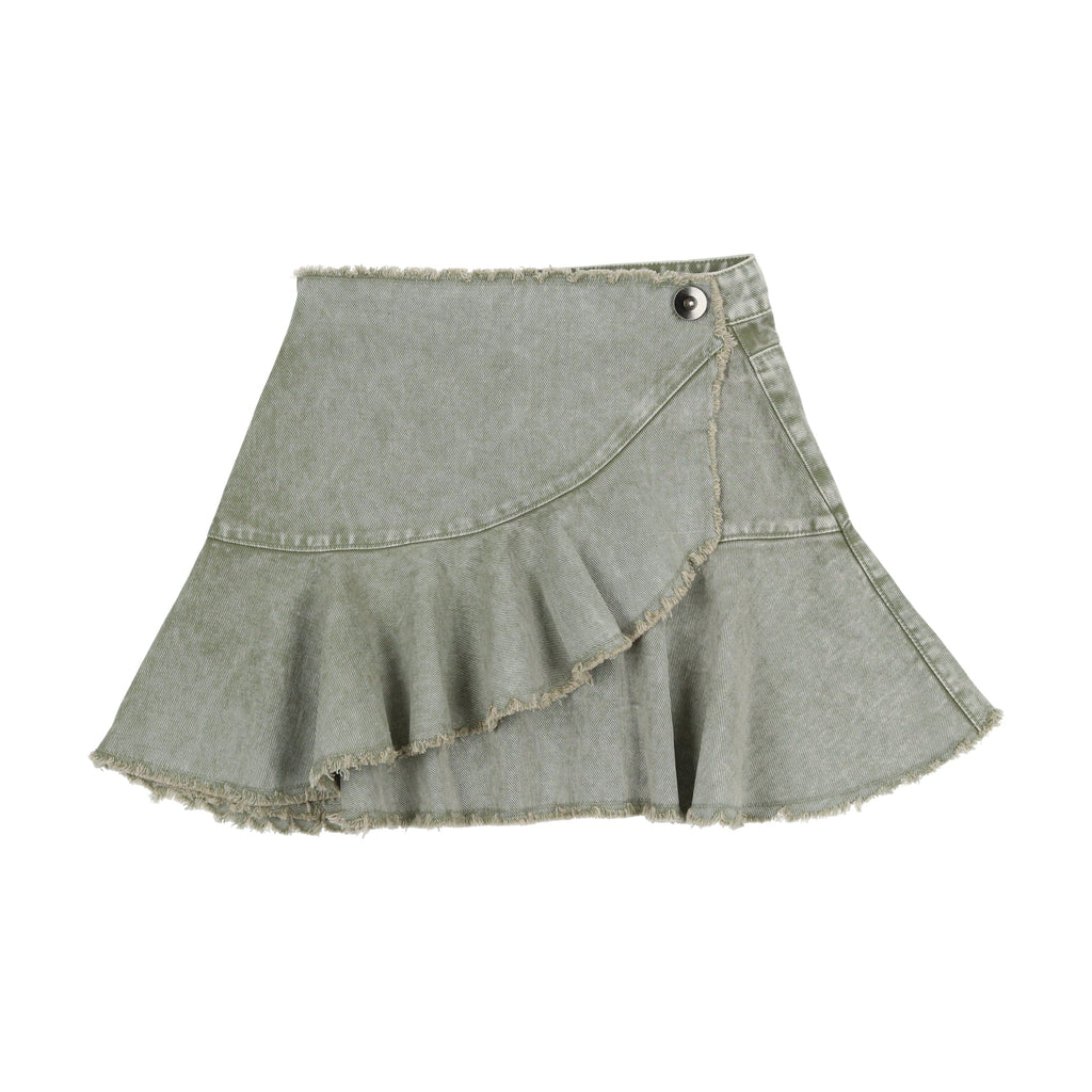 Kin+Kin Skirt Jellybeanzkids Kin+ Kin Denim Frayed Edge Skirt- Green Wash