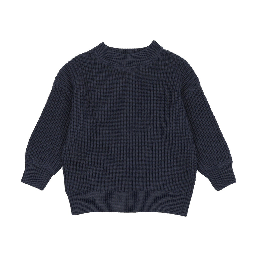 Kin+Kin Sweater Jellybeanzkids Kin+Kin Fisherman Ribbed Sweater-Navy