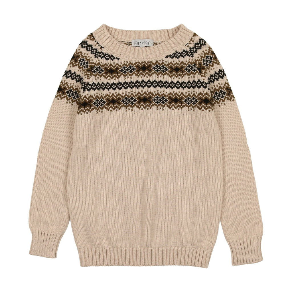 Kin+Kin Sweater Jellybeanzkids Kin & Kin Jacquard Sweater Natural